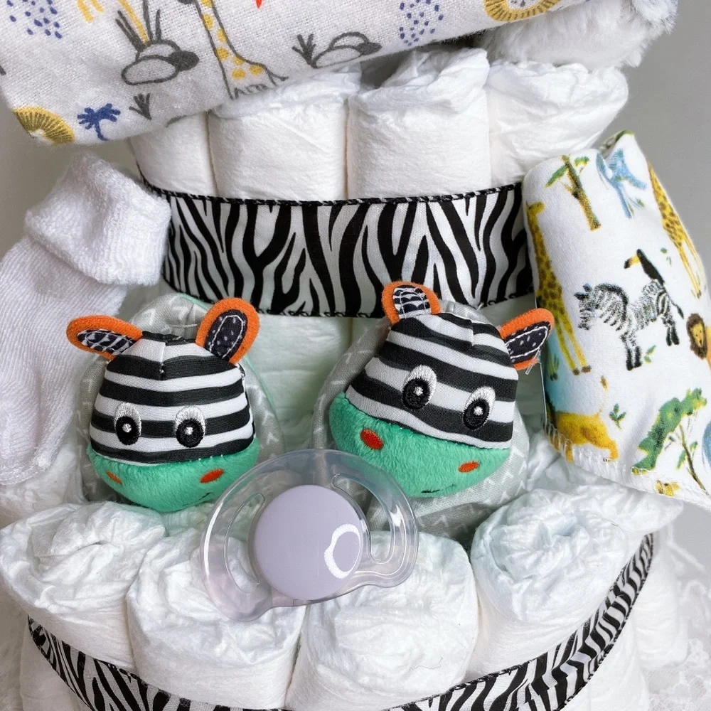 Zebra Diaper Cake, Safari Themed